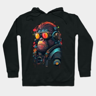 Anime Cyber Ape (Sci-Fi Ape Vintage Retro Future Design Cyberpunk Space Ape) Hoodie